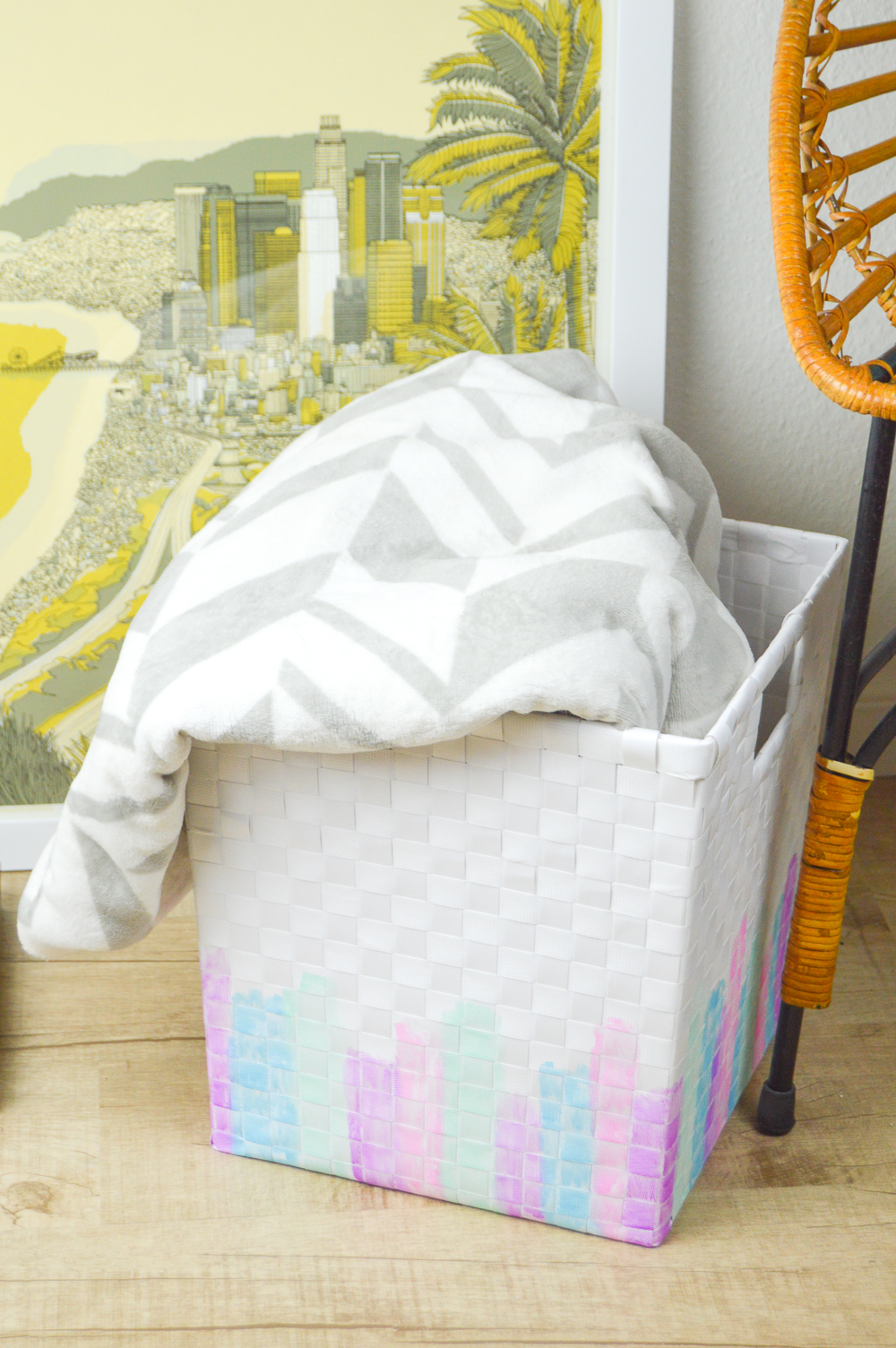 DIY Watercolor Basket Makeover | www.clubcrafted.com