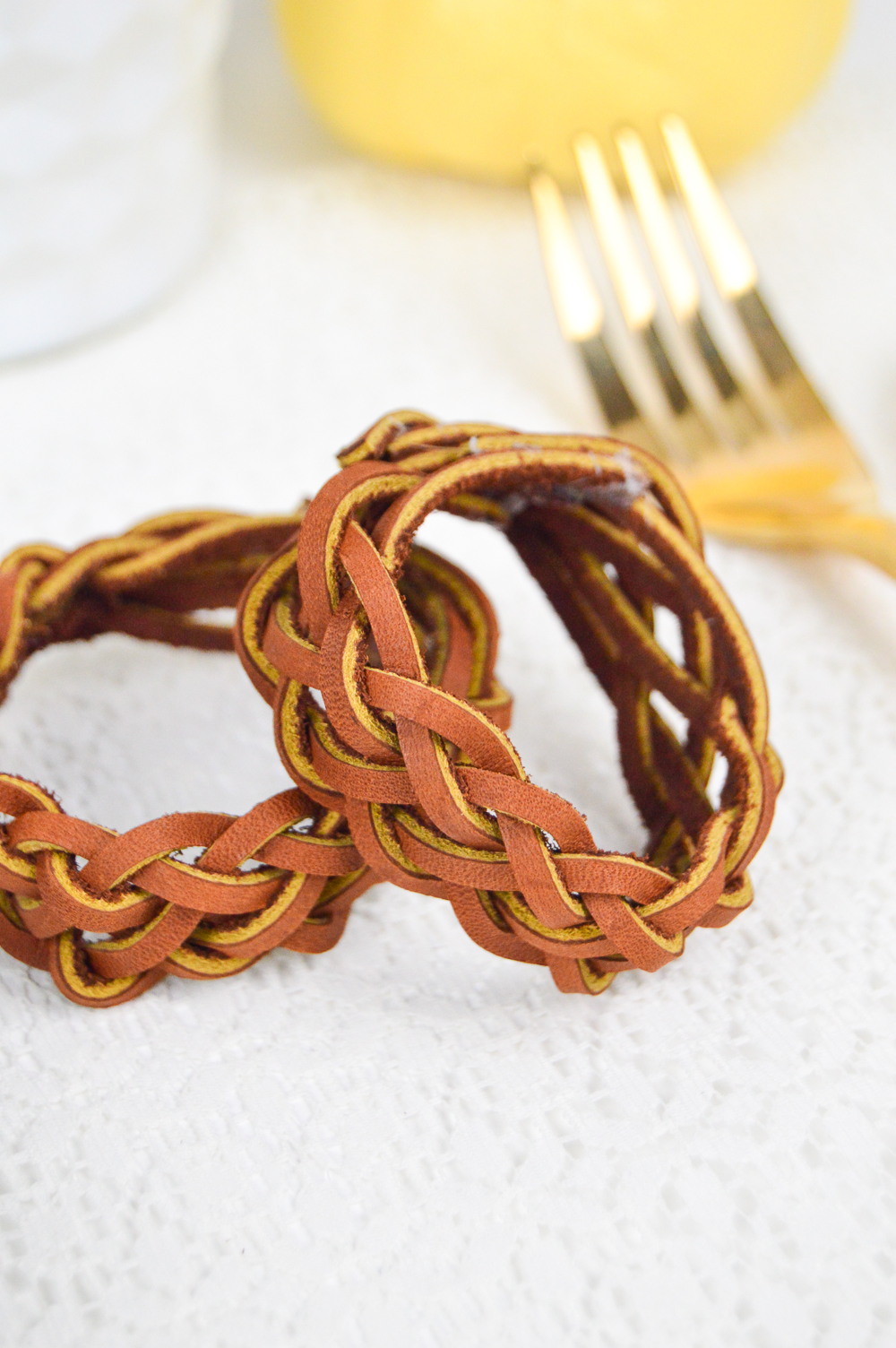 DIY Leather Braided Napkin Rings | Club Crafted