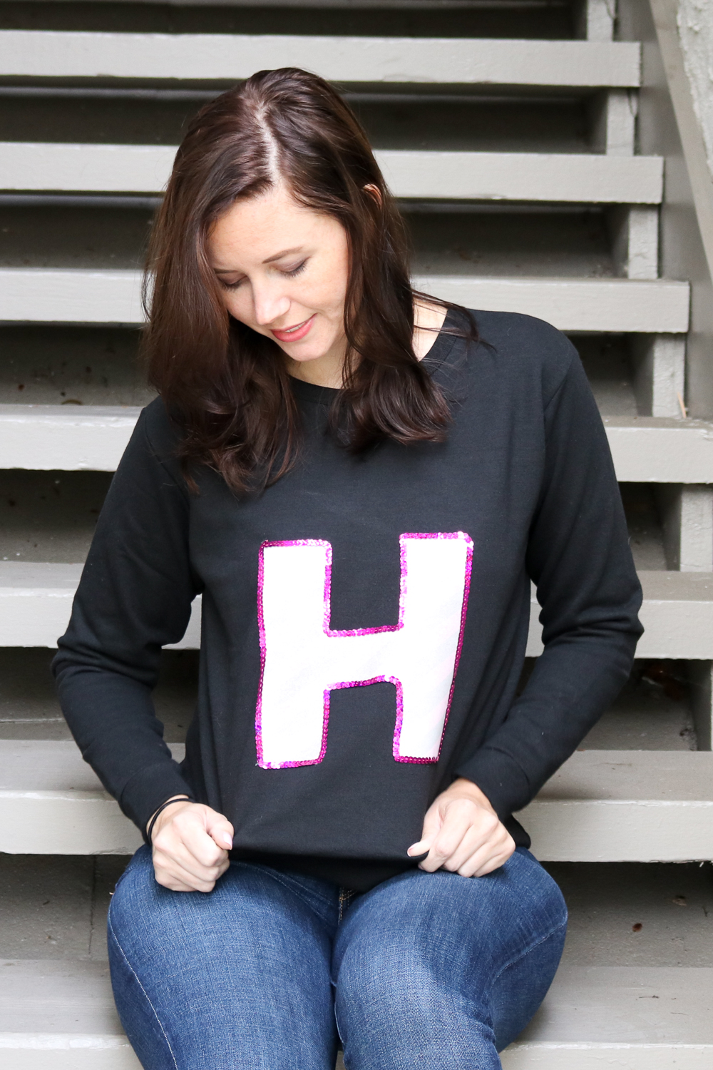 DIY Sequin Monogram Sweatshirt | Club Crafted