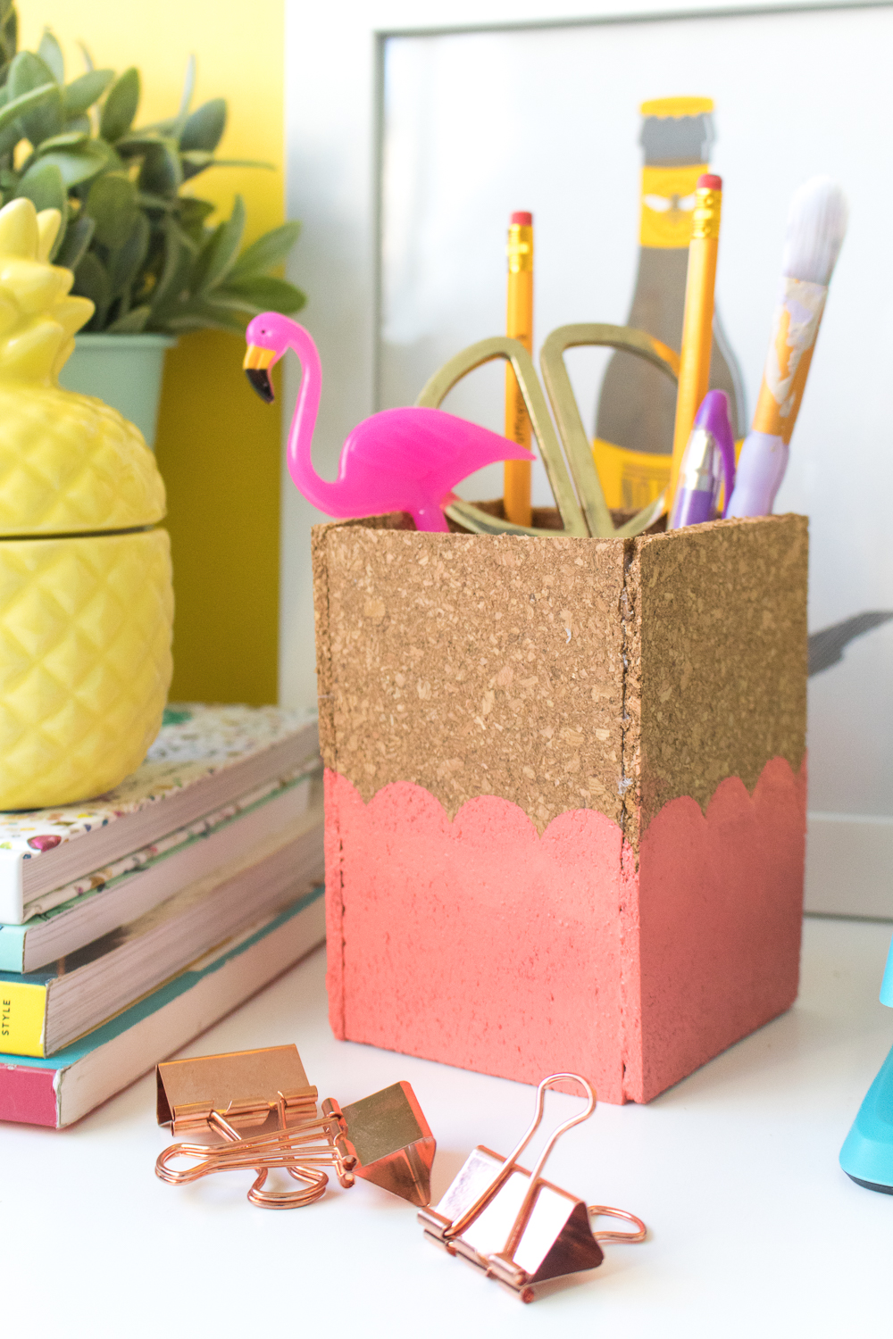DIY Scalloped Cork Pencil Cup | Club Crafted