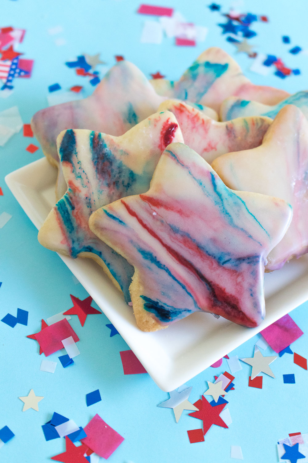 Red, White + Blue Marbled Sugar Cookies for 4th of July | Club Crafted