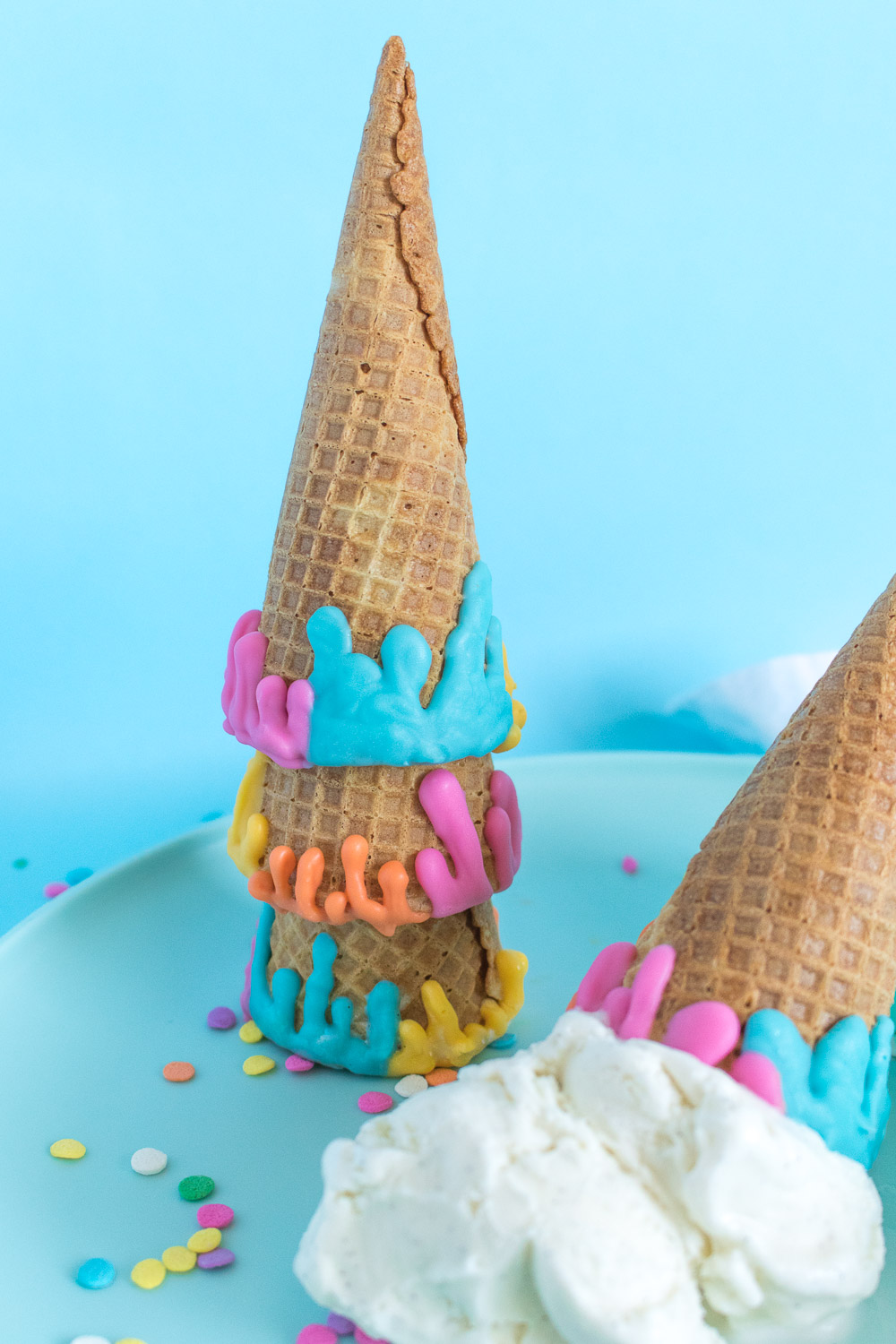 DIY Colorful Dripped Ice Cream Cones | Club Crafted