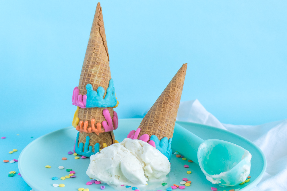 DIY Colorful Dripped Ice Cream Cones | Club Crafted