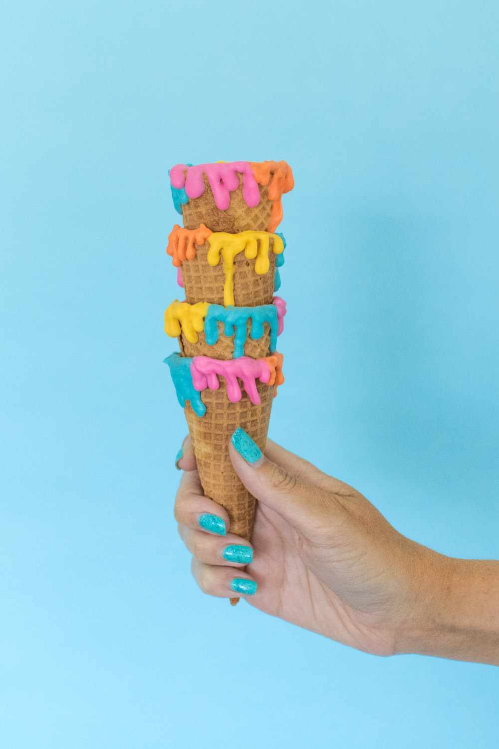 DIY Colorful Dripped Ice Cream Cones | Club Crafted