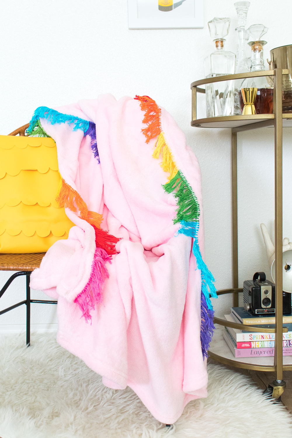 DIY Rainbow Fringe Blanket | Club Crafted