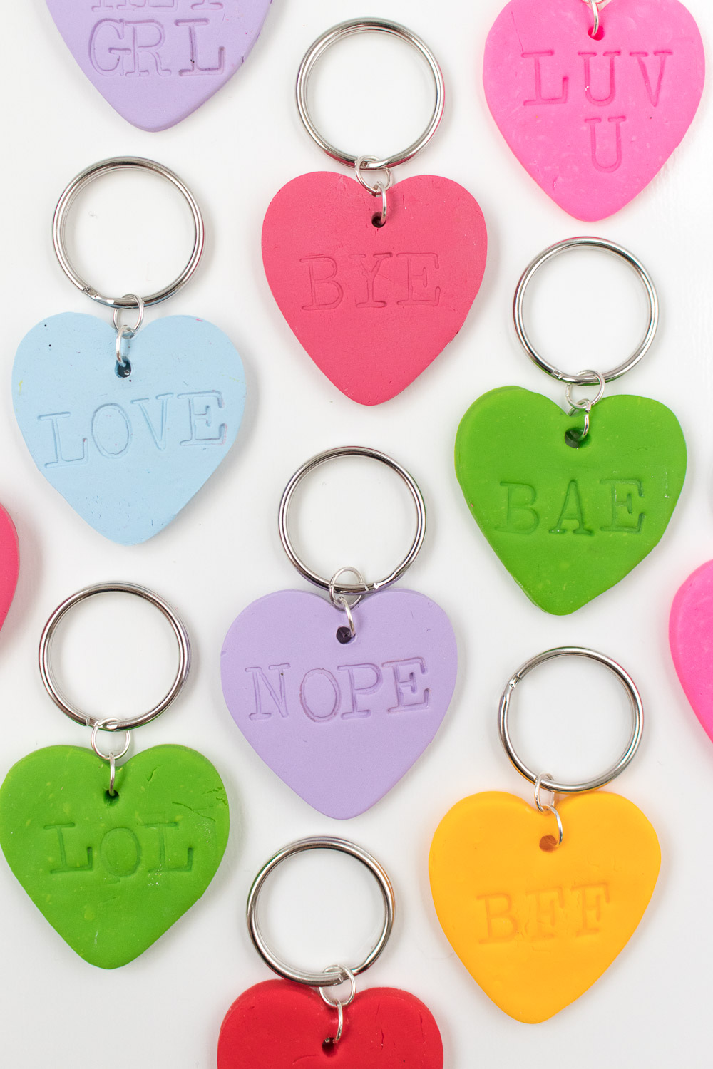 DIY Embossed Heart Keychains