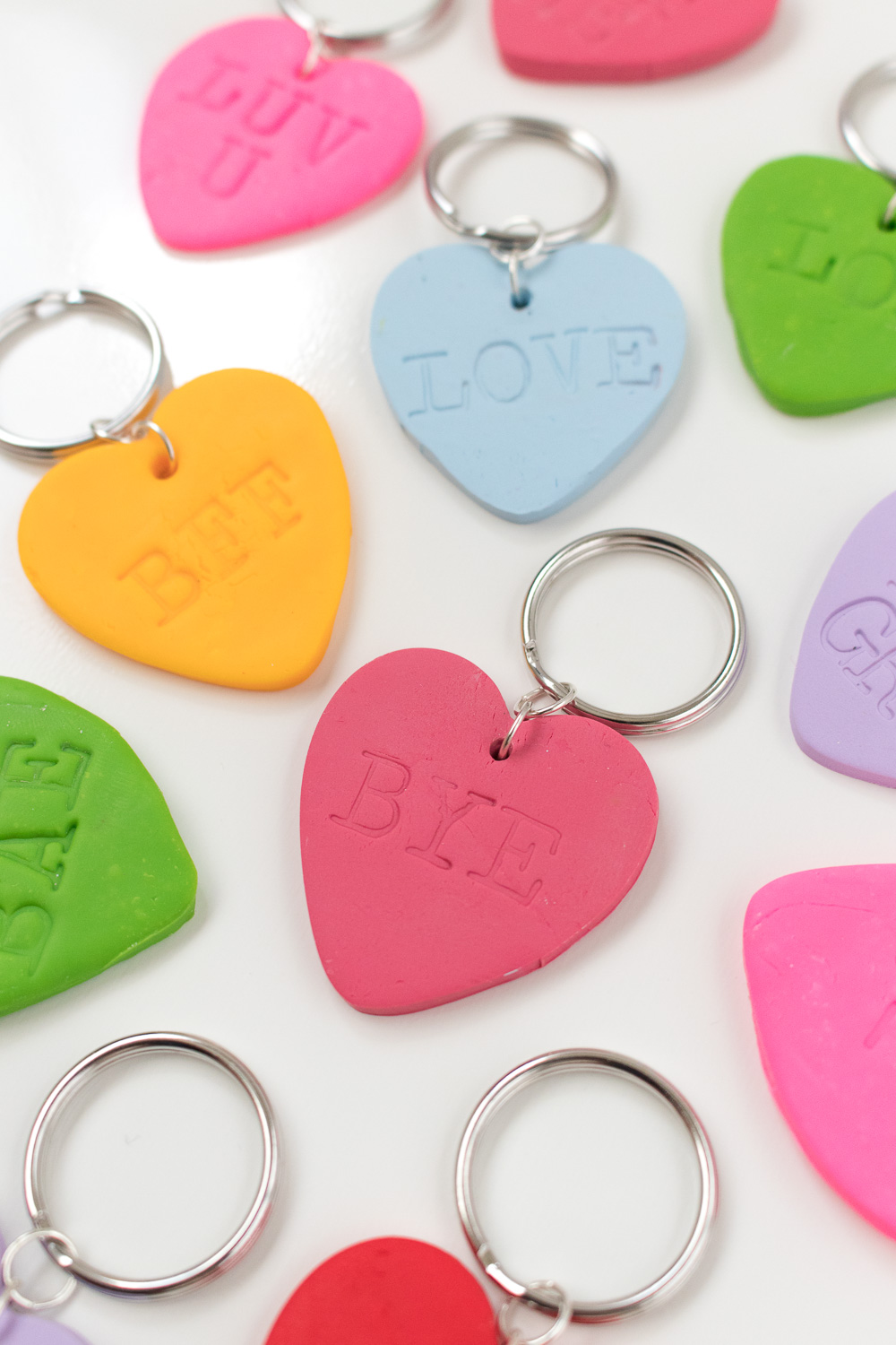 DIY Embossed Heart Keychains