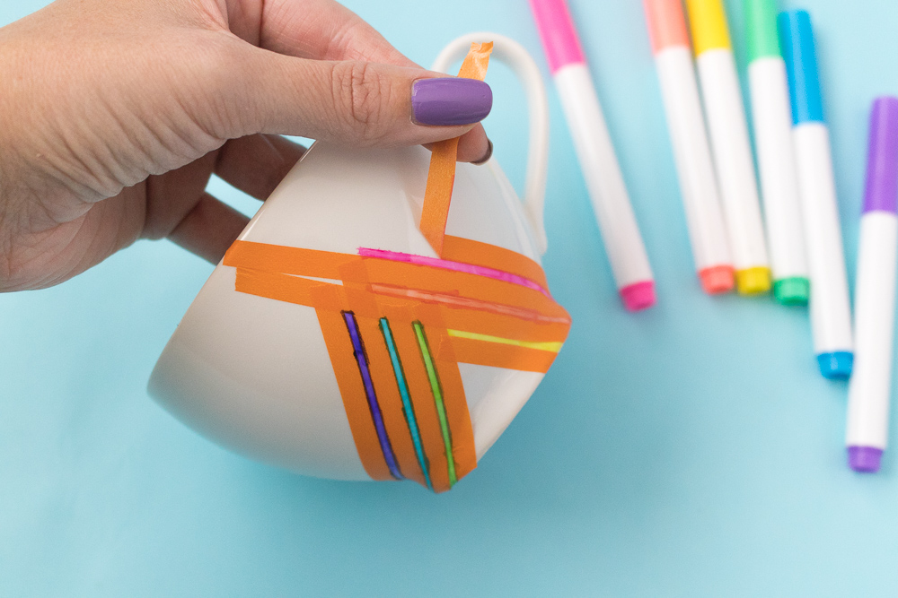 DIY Rainbow Striped Mugs | Club Crafted
