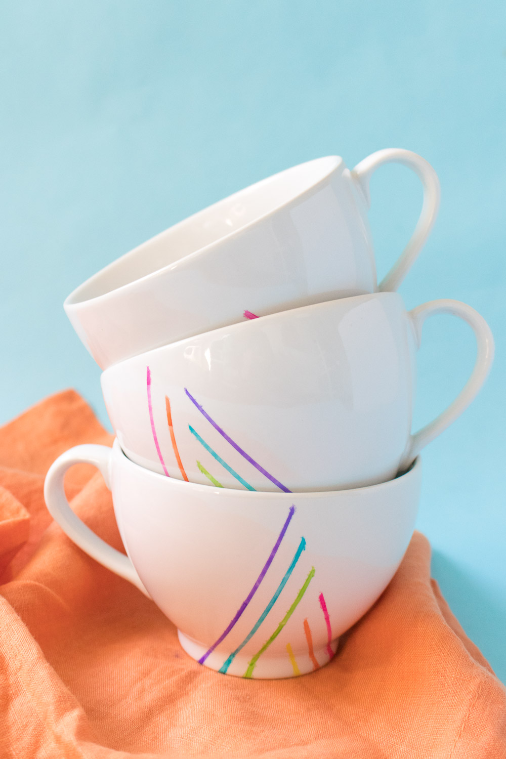 DIY Rainbow Striped Mugs | Club Crafted