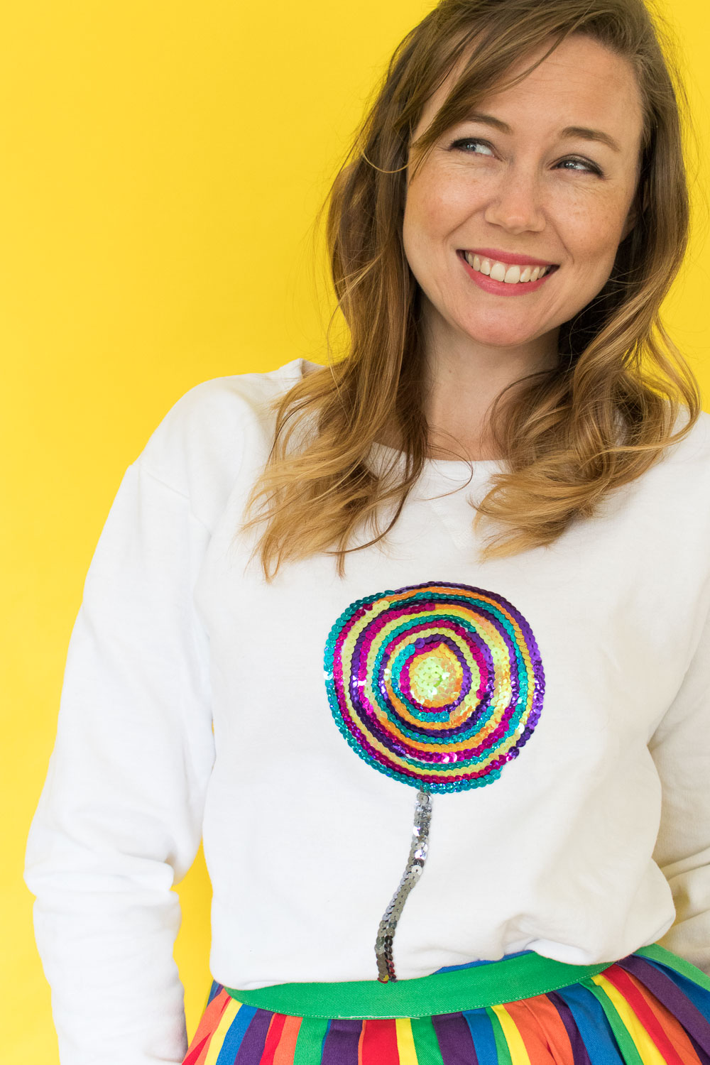 DIY Sequin Lollipop Sweatshirt [+ a Video!] | Club Crafted
