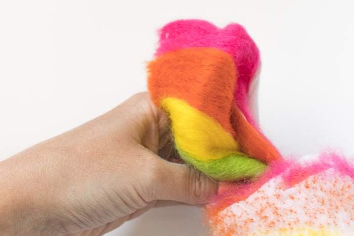 DIY Needle Felted Rainbow Pillow | Club Crafted