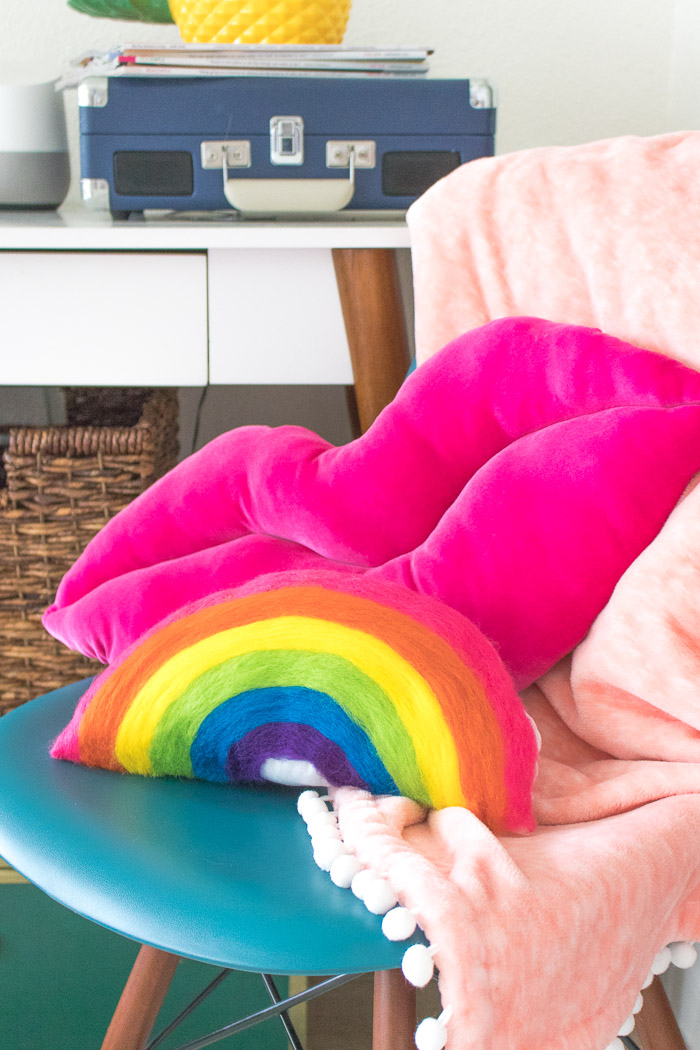 DIY Needle Felted Rainbow Pillow | Club Crafted