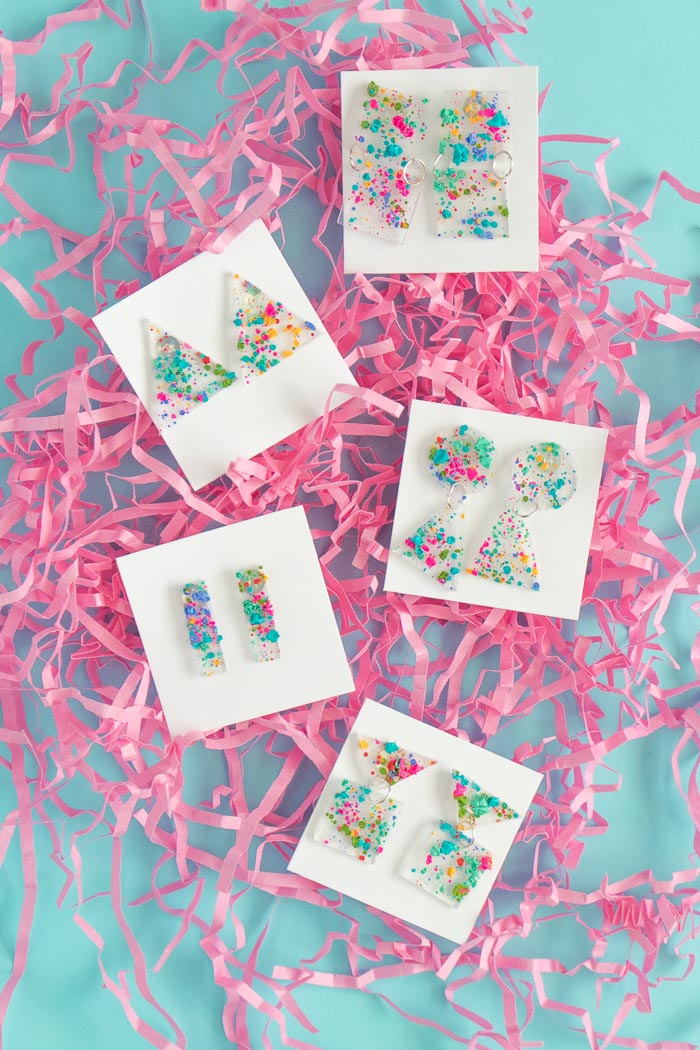 DIY 80s-Inspired Splatter Paint Earrings | Club Crafted