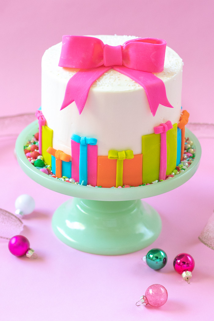 Colorful Christmas Gift Box Cake | Club Crafted