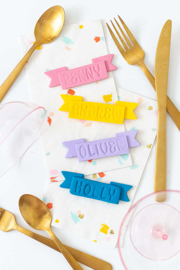 DIY Clay Ribbon Place Cards for Thanksgiving | Club Crafted