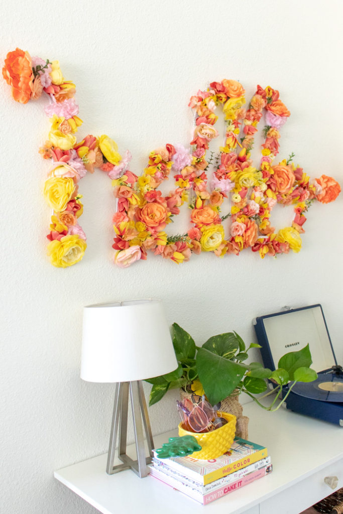 DIY Large Floral Word Art for Spring Home Decor | Club Crafted