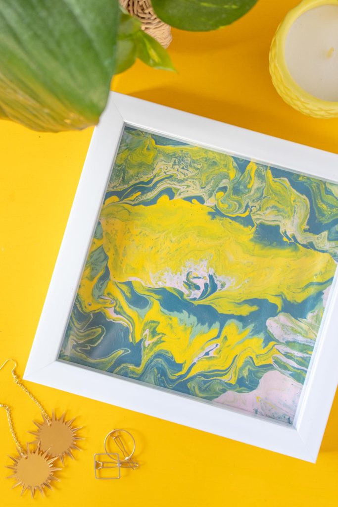 DIY Fluid Painted Marbled Tray from a Photo Frame | Club Crafted