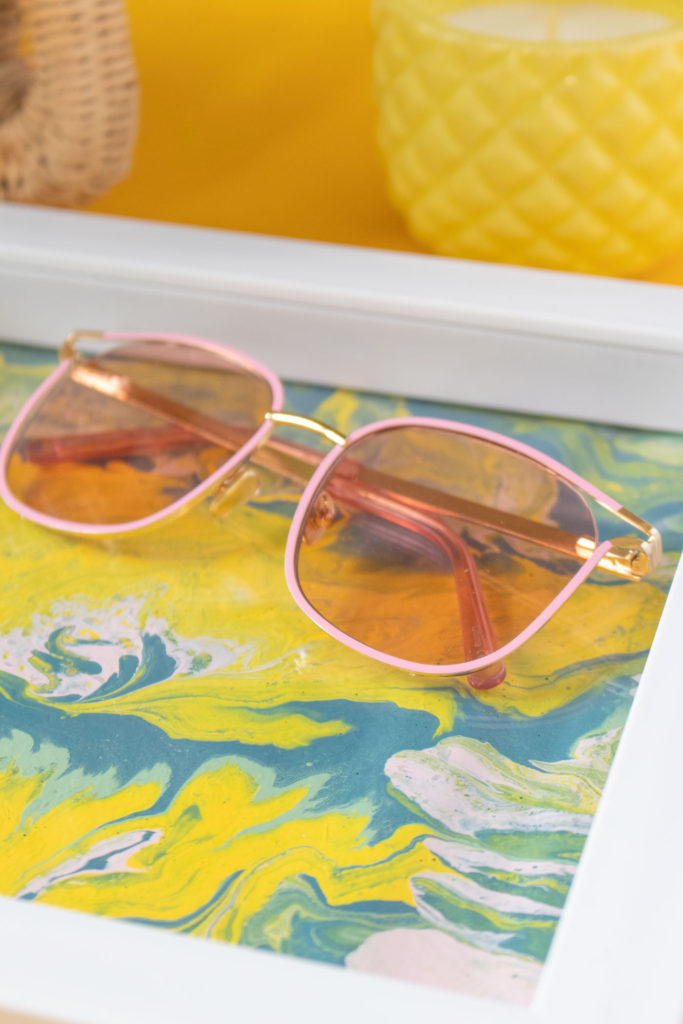 DIY Fluid Painted Marbled Tray from a Photo Frame | Club Crafted