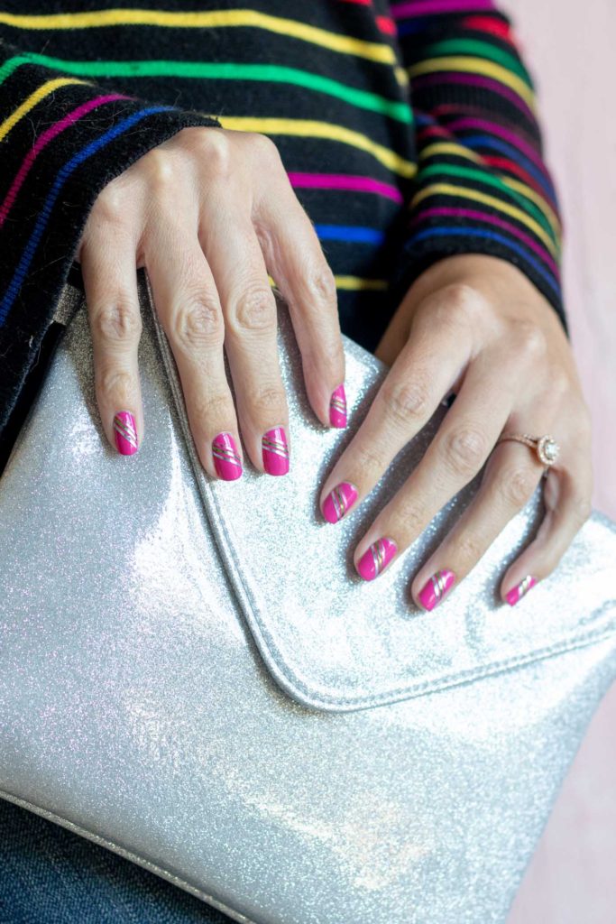 Easy Metallic Striped Nail Art with Tape | Club Crafted