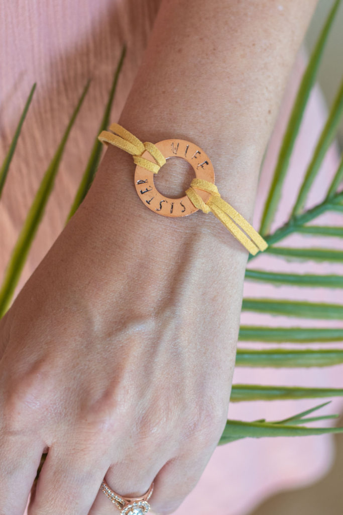 DIY Metal Stamped Washer Bracelets for Homemade Gifts