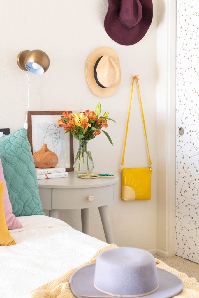 DIY Closet Door Makeover with Wallpaper + My Bedroom Refresh for Fall with Wayfair // How to use removable wallpaper for a rental-friendly closet door makeover that makes a statement! Plus, see how to update your bedroom for fall with small accents that make a big difference! #ad #homedecor #closetdoors #wallpaper #bedroom #falldecor #rentalfriendly #diydecor #roommakeover