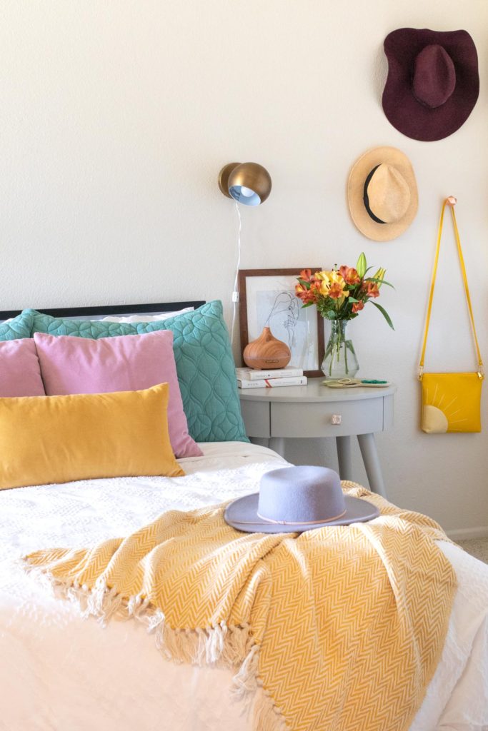 DIY Closet Door Makeover with Wallpaper + My Bedroom Refresh for Fall with Wayfair // How to use removable wallpaper for a rental-friendly closet door makeover that makes a statement! Plus, see how to update your bedroom for fall with small accents that make a big difference! #ad #homedecor #closetdoors #wallpaper #bedroom #falldecor #rentalfriendly #diydecor #roommakeover