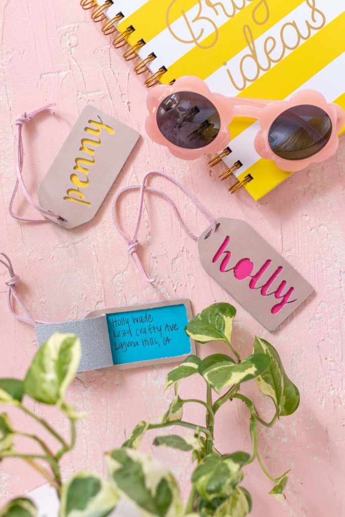 Leather Personalized Luggage Tag with Cricut + Free Template