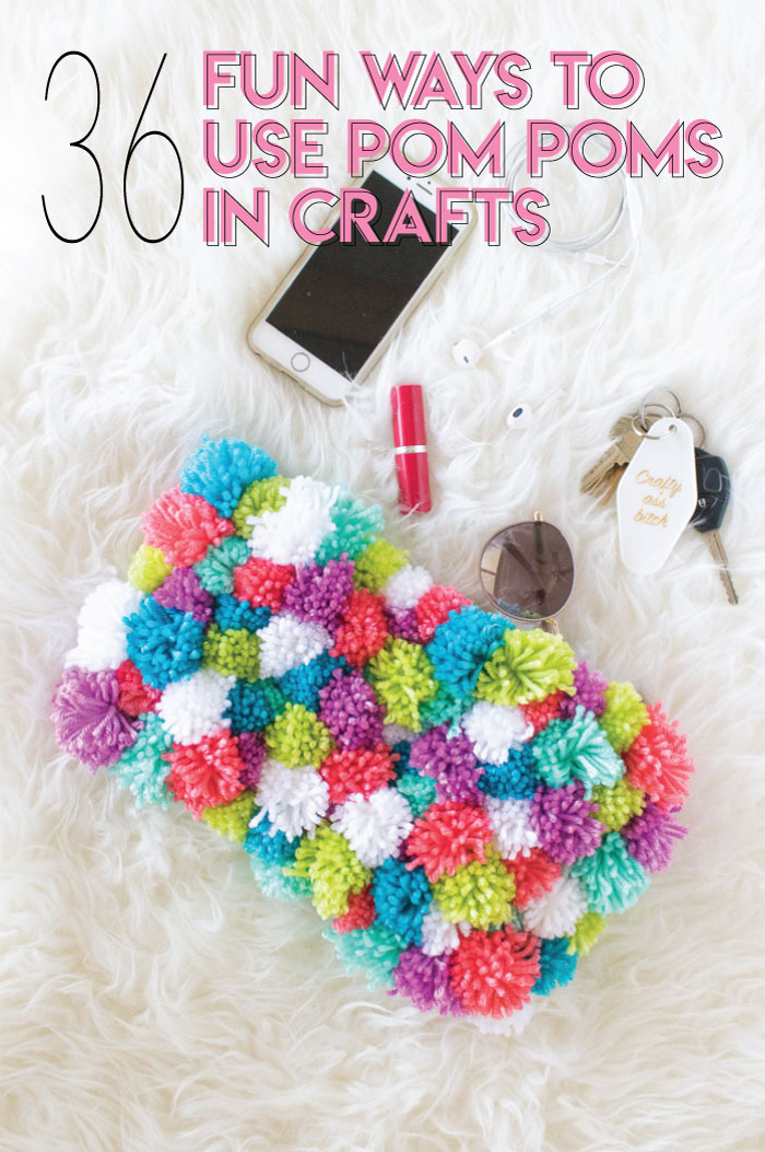 Fun Ways to Use Pom Poms in Crafts / Check out this roundup of pom pom ideas for making everything from home decor to upcycled fashion! These fun pom pom crafts include something for everyone / #pompoms #diyideas #yarn #homedecor #crafts #fashiondiy