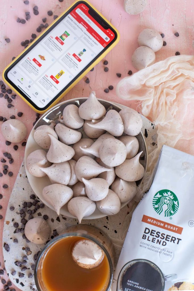 Easy Mocha Meringues // Make easy coffee-flavored meringues with Starbucks Dessert Blend ground coffee from Pavilions! #ad These homemade meringues are flavored with chocolate and fresh ground coffee for a perfect balance of flavors that compliment your morning cup of coffee perfectly! #coffee #meringue #chocolate #easyrecipes #easydessert #5ingredientrecipes #coffeelovers #coffeeaddict
