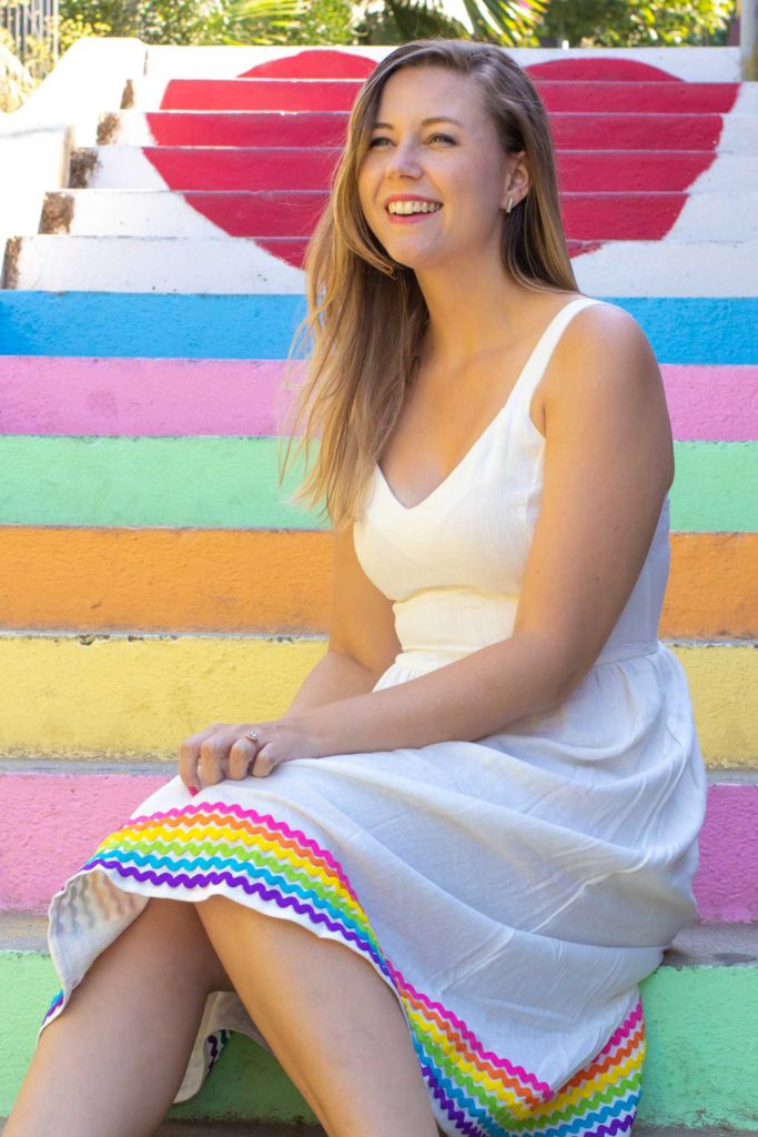 DIY Rainbow RickRack Dress // How to Sew RickRack // Learn the easy way to sew rick rack with this sewing tutorial to update a dress for summer with cute rainbow trim! #sewing #womensfashion #rickrack #howtosew #rainbow #fabricprojects #diyideas