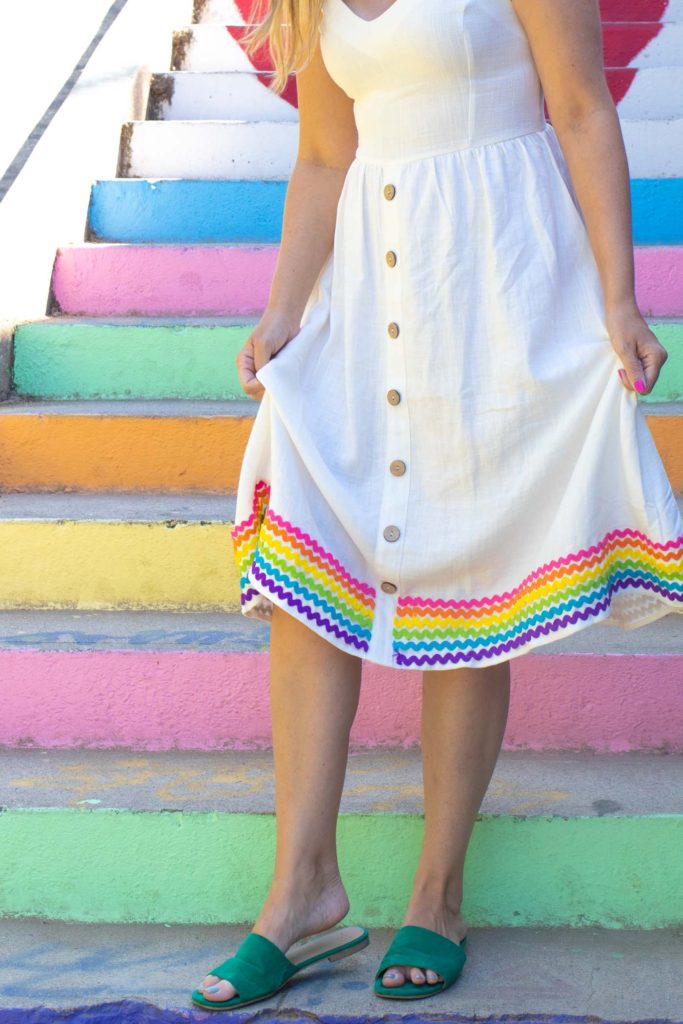 Rainbow RickRack Dress // How to Sew RickRack by Club Crafted