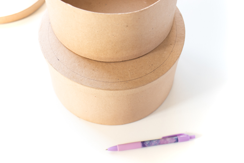 Tiered Cake Card Box DIY // DIY Wedding Card Box // Stack mache boxes into a tiered cake shape with the middles cut out to create a faux cake DIY card box that's perfect for weddings and events! This easy wedding DIY is the perfect way to customize your gift table #weddingdiy #papercrafts #mache #cakedecorating #diywedding #handmadewedding #cardbox