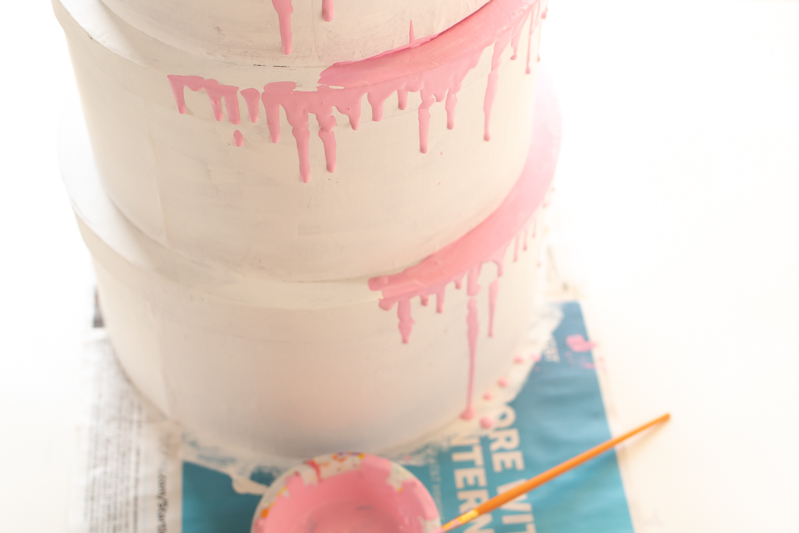 Tiered Cake Card Box DIY // DIY Wedding Card Box // Stack mache boxes into a tiered cake shape with the middles cut out to create a faux cake DIY card box that's perfect for weddings and events! This easy wedding DIY is the perfect way to customize your gift table #weddingdiy #papercrafts #mache #cakedecorating #diywedding #handmadewedding #cardbox