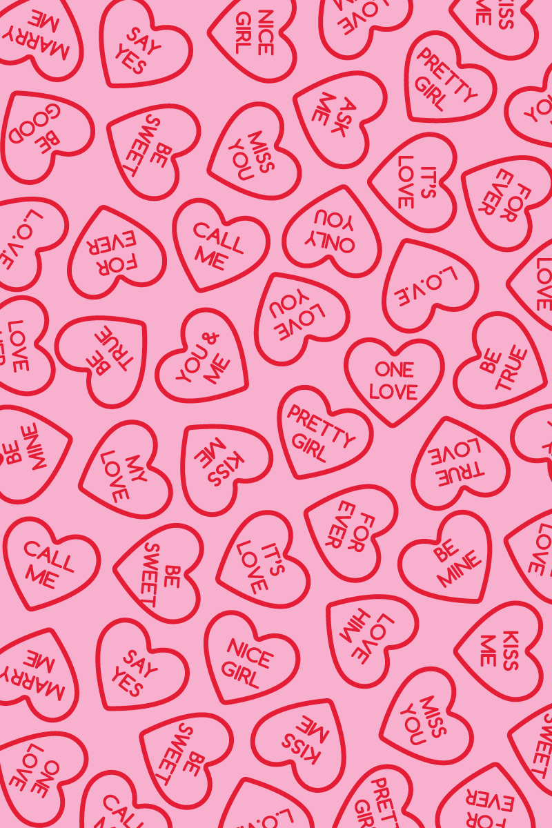 Free Valentine's Day Wallpaper for Desktop and Mobile // Download this free mobile wallpaper or desktop background with a red and pink conversation heart background! #freebie #freewallpaper #valentinesday #mobilewallpaper #freedownload
