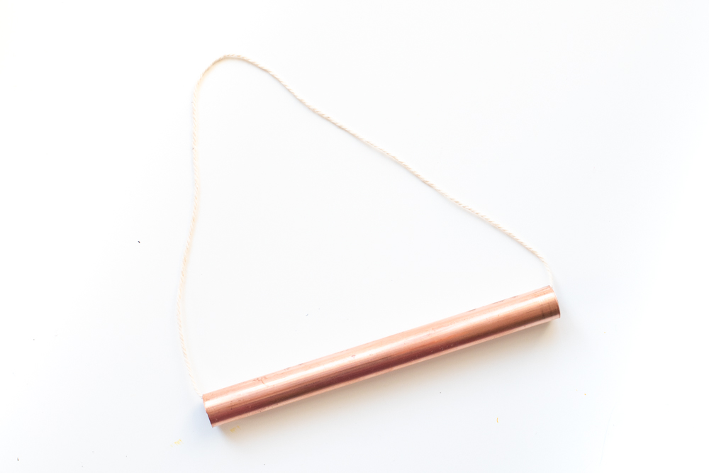 step 1 of weaving project with copper pipe