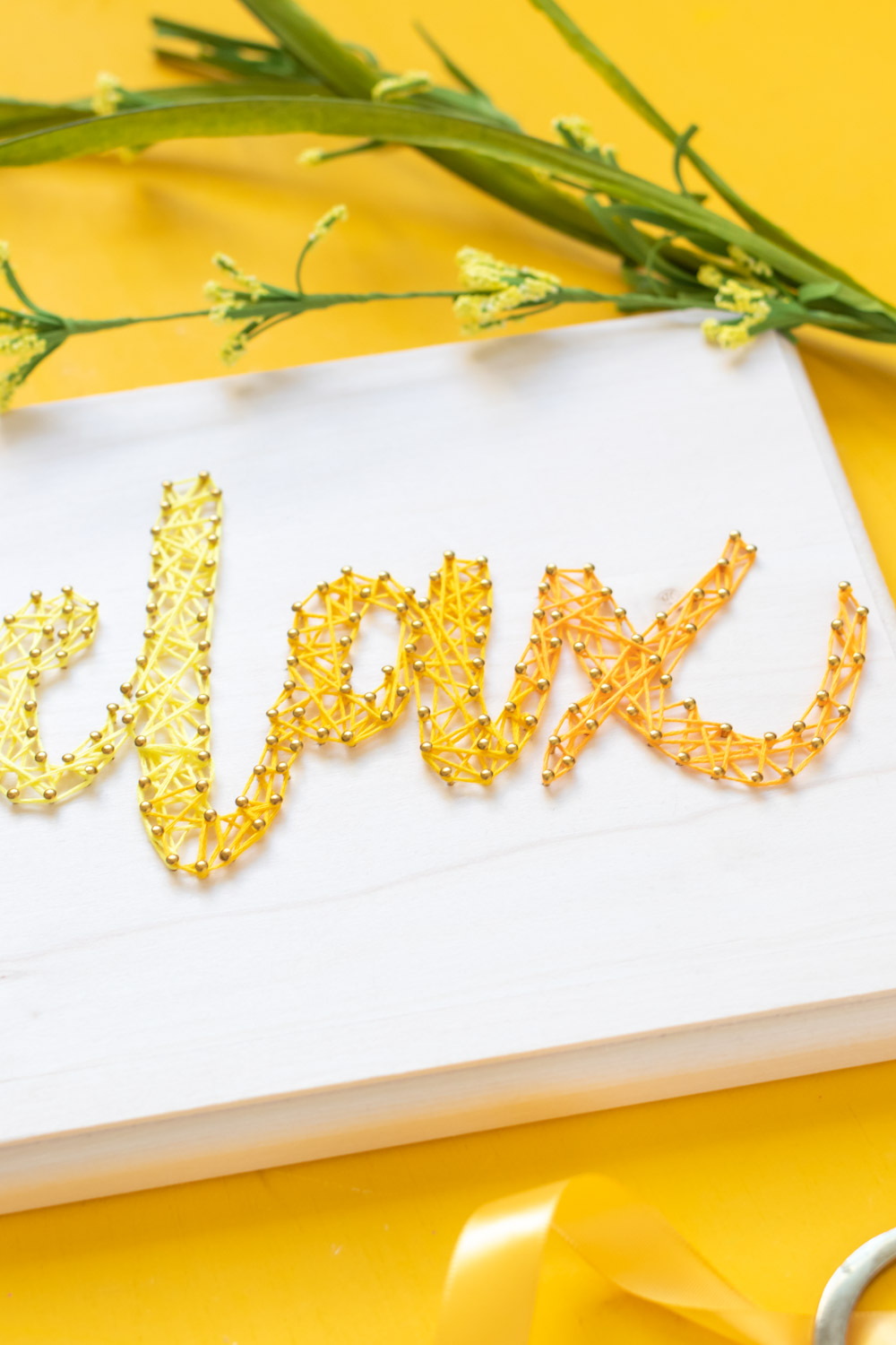 closeup of ombre string art effect