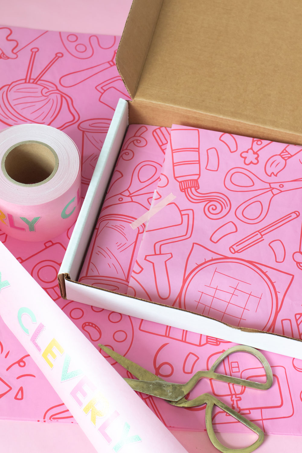 closeup of custom pink and red tissue paper