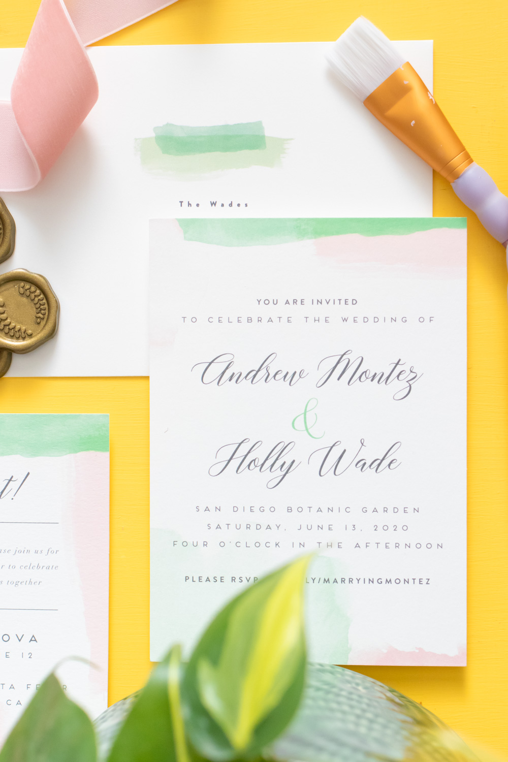 Example of watercolor invitations by Minted