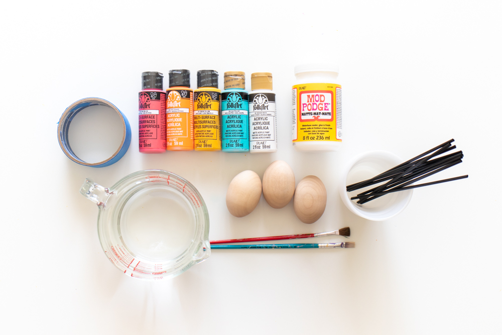supplies for making fluid painted easter eggs