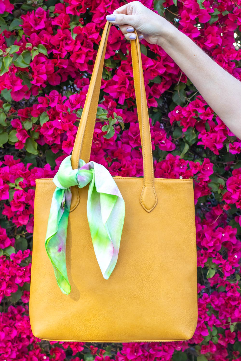 handkerchief tied to tote bag