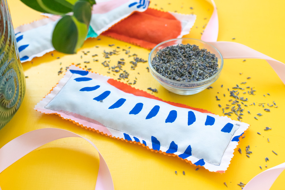 closeup of finished lavender eye pillow