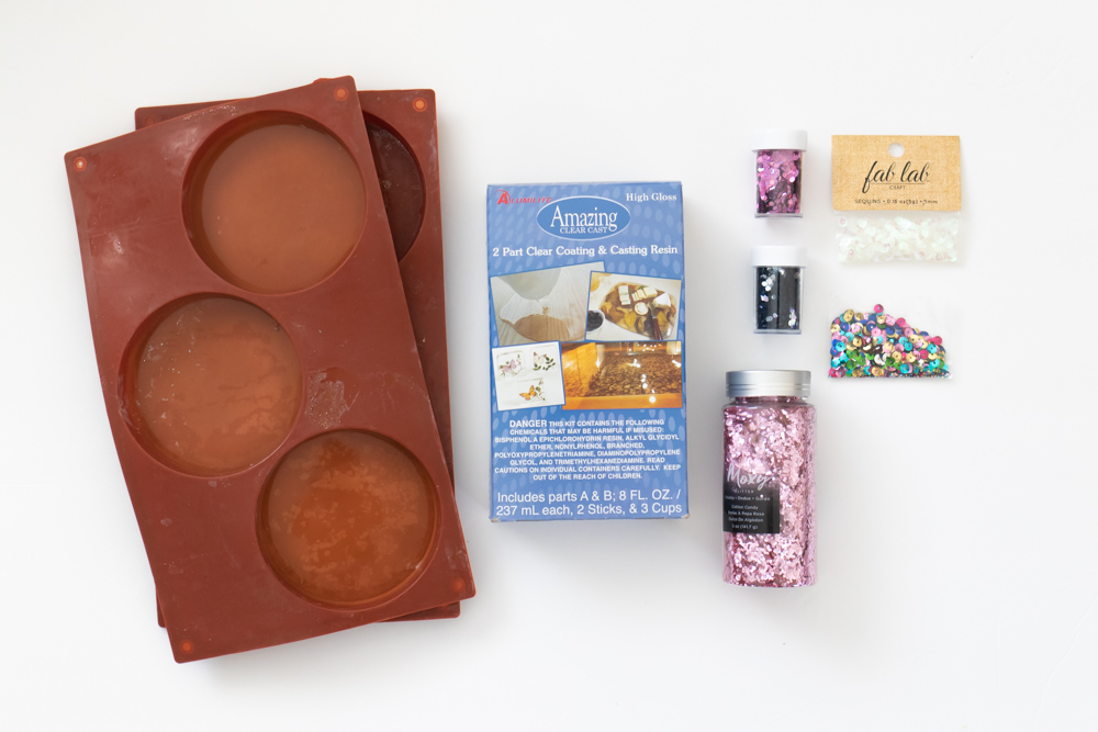 supplies for making resin coasters with sequins