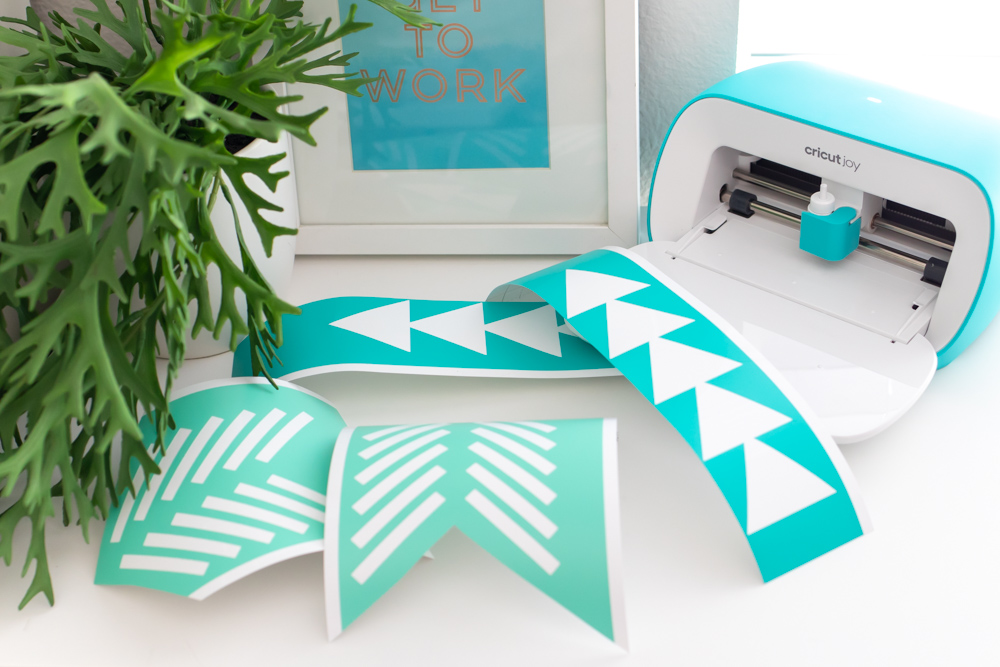 geometric cutouts from color vinyl with Cricut Joy