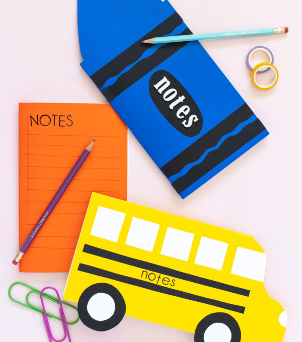 three types of easy paper notebooks with stickers