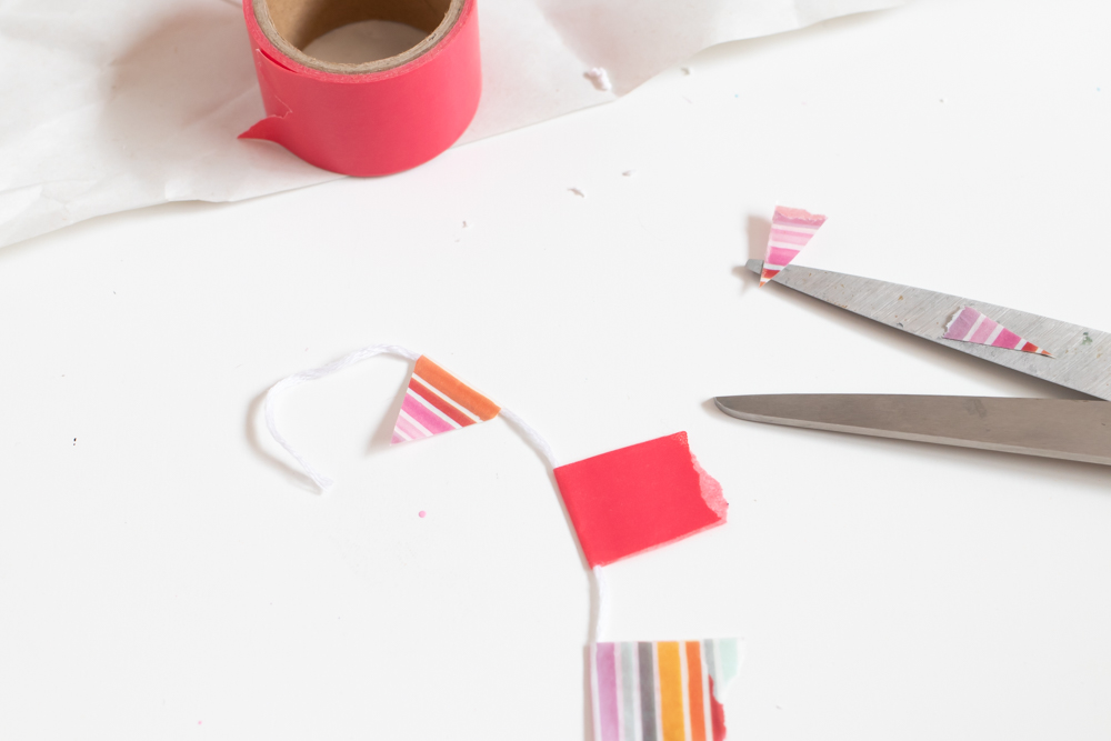 washi tape on string for miniature bunting