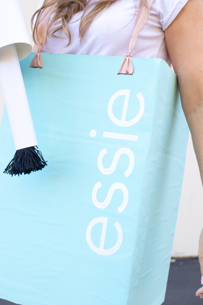 essie logo from vinyl on Halloween costume