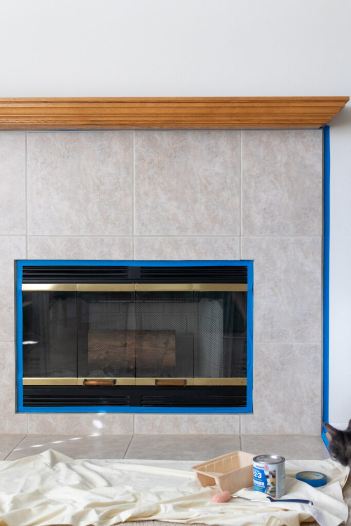taping off fireplace for painting