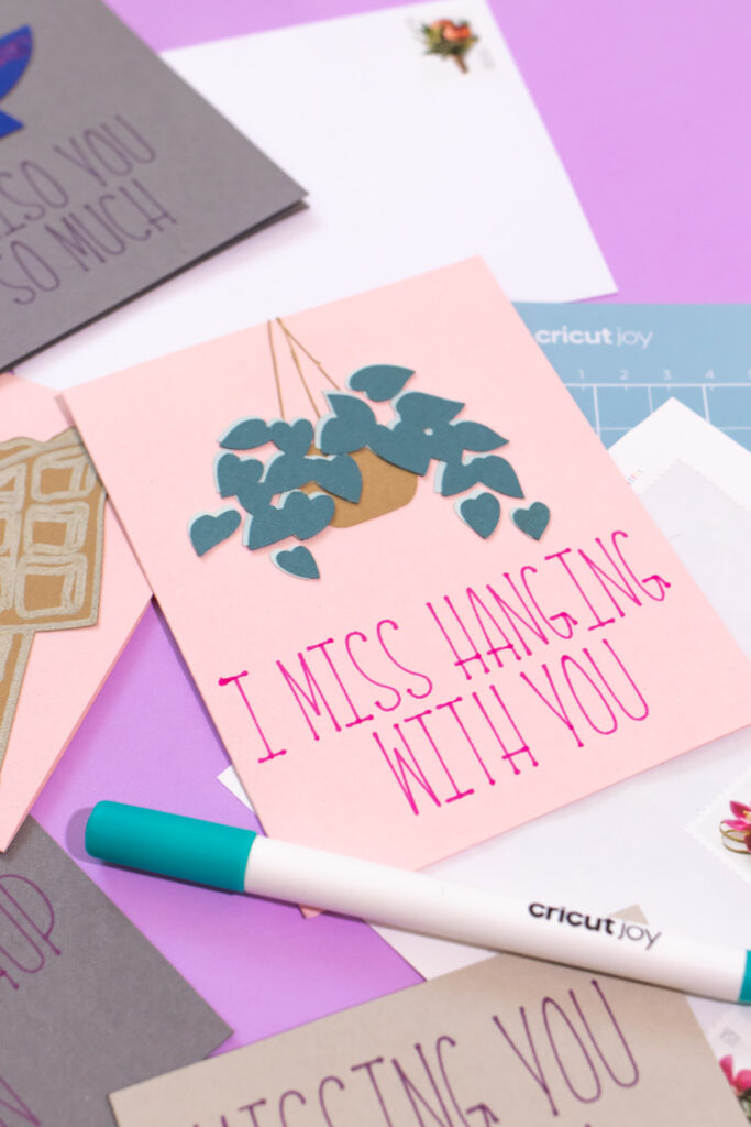 plant-themed homemade card with Cricut