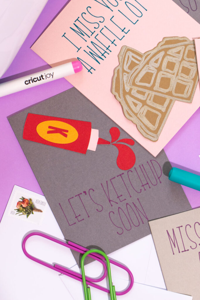 "I miss you" homemade card from free template