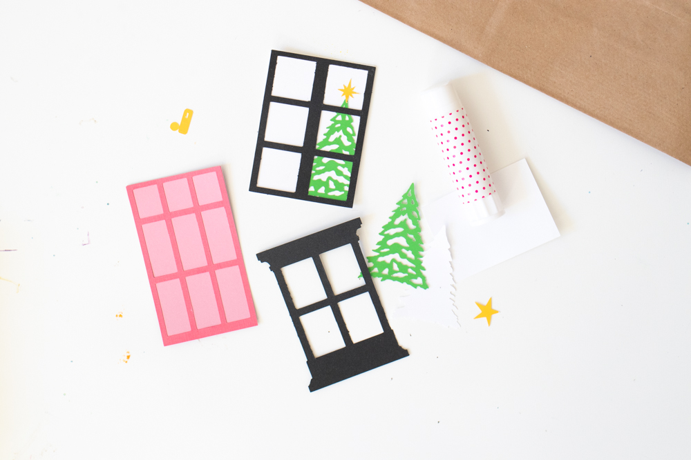miniatures paper door and windows for gift bags
